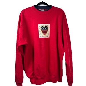 Vintage MC Sportswear Women's Sweatshirt Size XL Embroidered American Flag